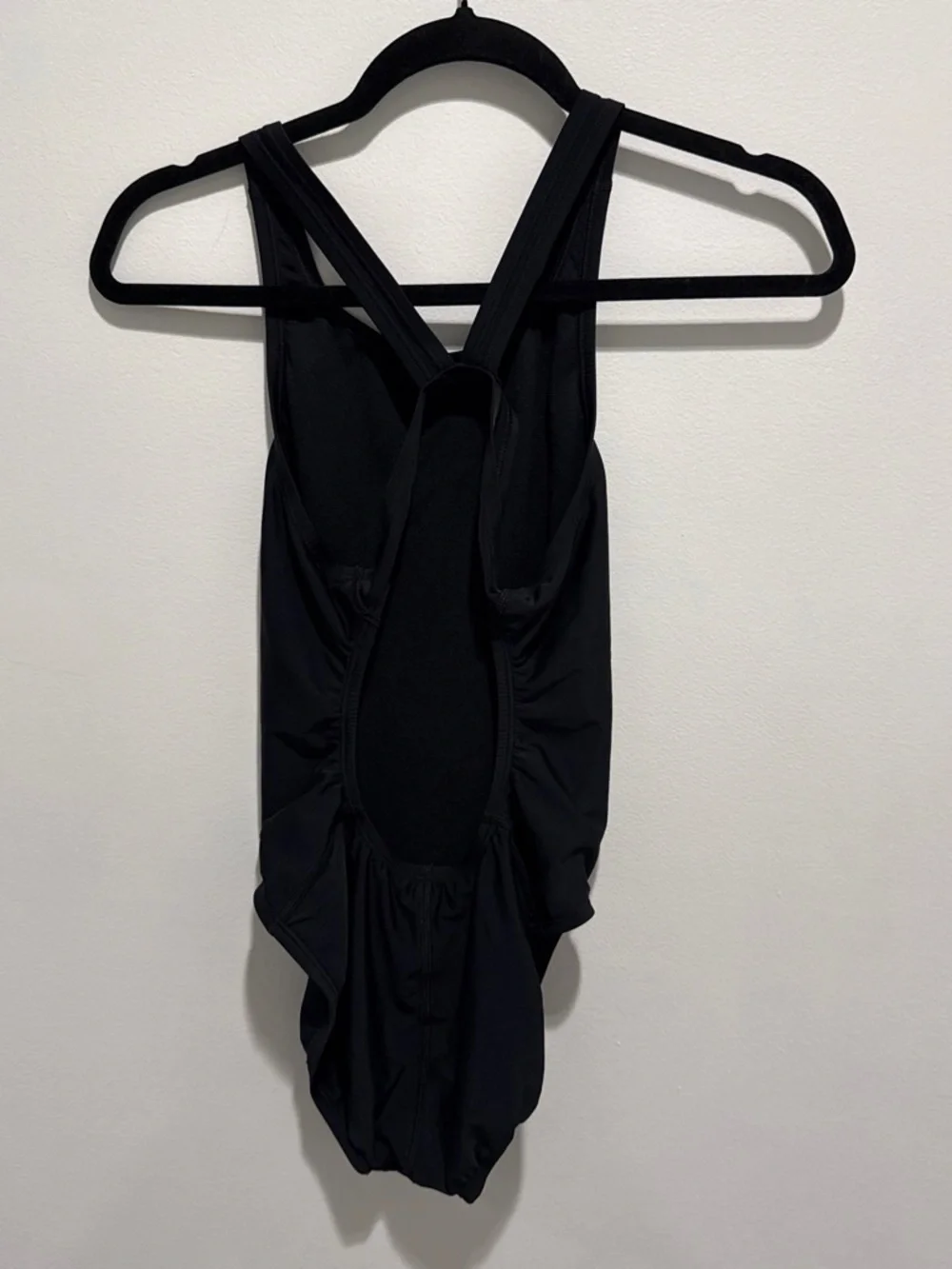 Nike Black One-Piece Racerback Swimsuit with White Swoosh